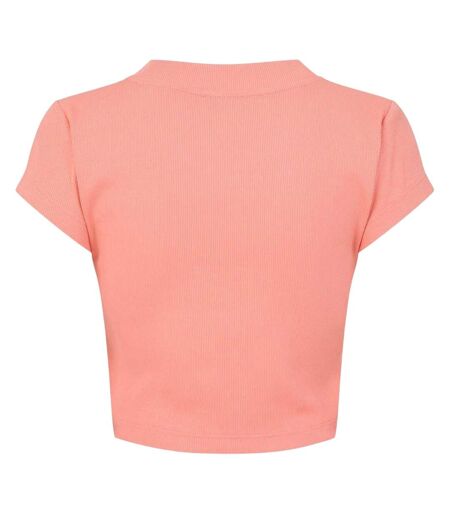 Womens/ladies Mono Ribbed Crop T-shirt Powder Calvin Klein