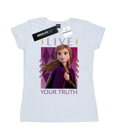Disney Womens/Ladies Frozen 2 Anna Live Your Truth - T-shirt en coton (Blanc) - UTBI21801