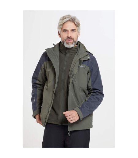 Mountain Warehouse Mens District Extreme 3 in 1 Waterproof Jacket (Khaki Green) - UTMW1349
