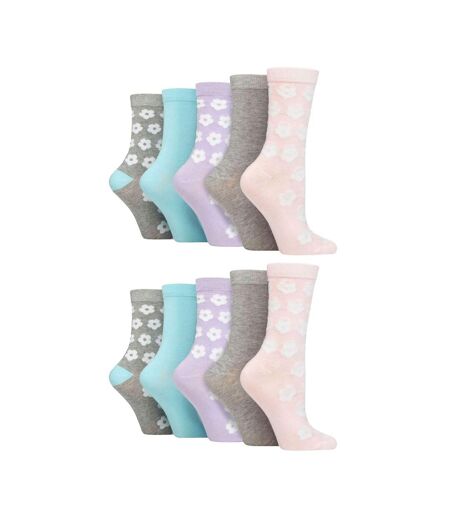 Wildfeet - 10 Paires Femme Chaussettes Bambou Mi-mollet Jacquard Imprimé