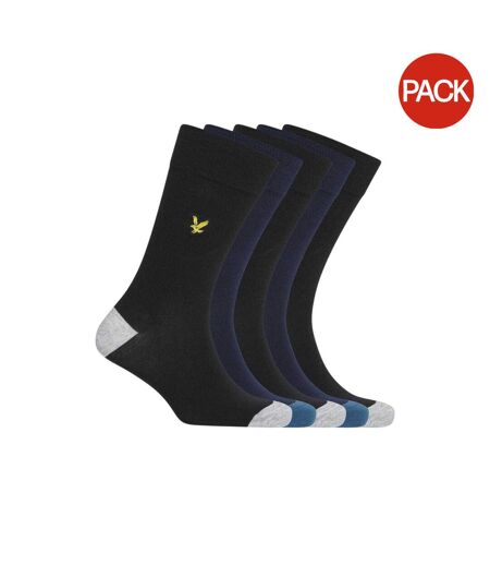 Pack Of 5  Mens Crew Socks  Black Lyle & Scott