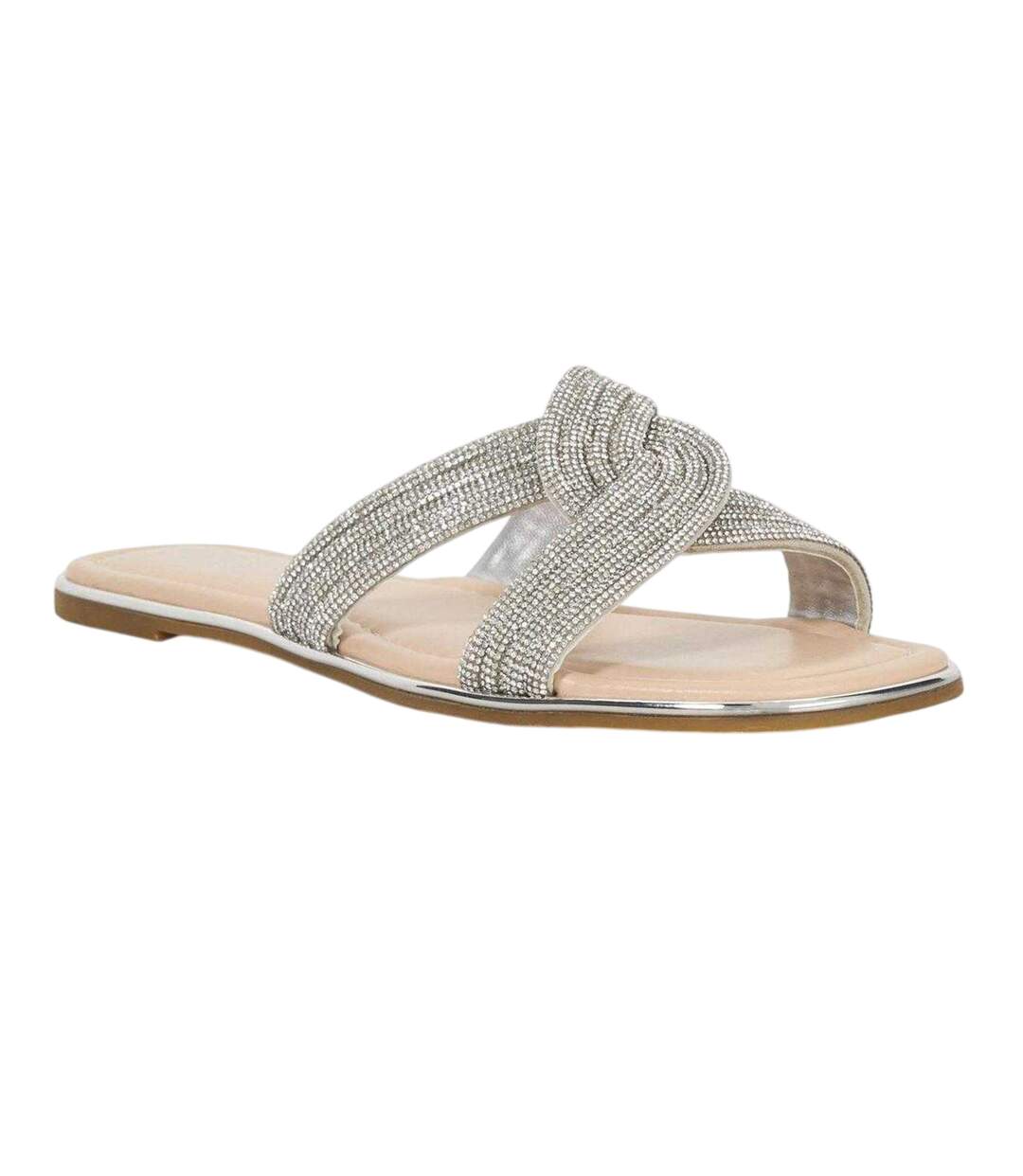 Womens/ladies Lo Lavenham Flat Slide Silver Dune London-4