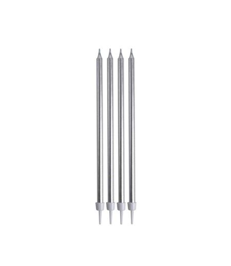Lot de 16 Bougies d'Anniversaire Longues 14cm Argent