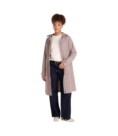 Womens/ladies Jade Long Length Waterproof Jacket Taupe Animal