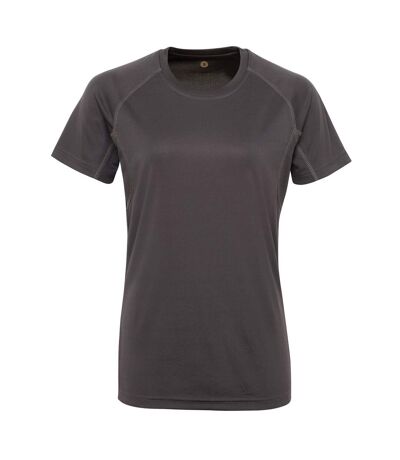 Womens/ladies panelled crew neck t-shirt charcoal Tri Dri