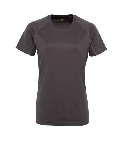 Tri Dri Womens/Ladies Panelled Crew Neck T-Shirt (Charcoal)