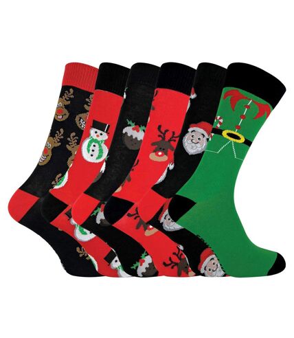 FESTIVE FEET Mens 6 Pk Novelty Christmas Socks
