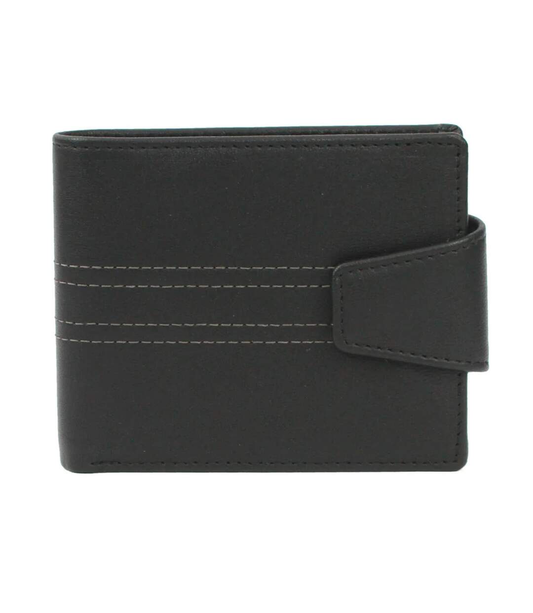 Unisex adult max tri-fold leather stitch detail wallet one size black/taupe Eastern Counties Leather