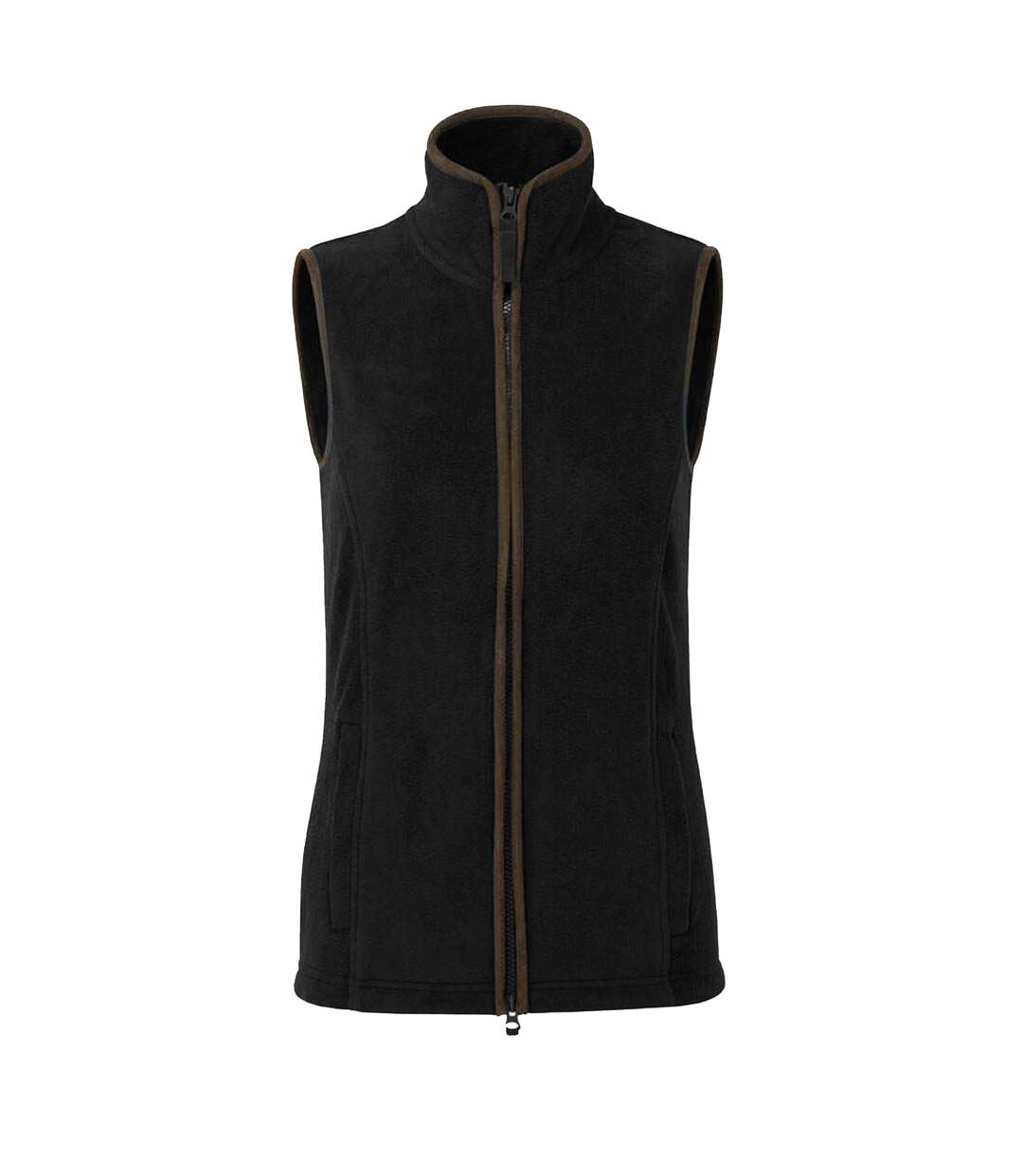 Womens/ladies artisan fleece gilet black/brown Premier