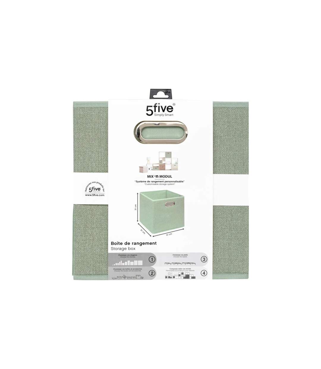 Boîte de Rangement Pliable Premium 31x31cm Vert Sauge-4