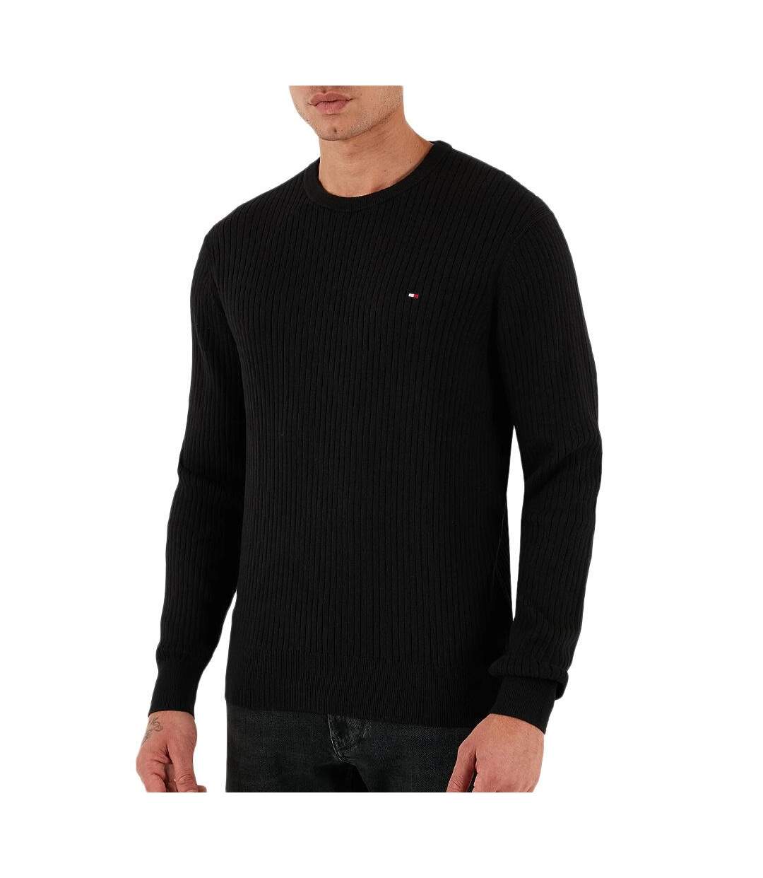 Pull noir homme tommy hilfiger pima mw0mw40449-1