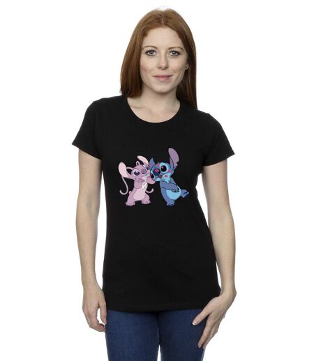 Disney T-shirt en coton Lilo & Stitch Kisses - Femmes/Ladies (Noir) - UTBI25720