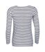 SOLS Womens/Ladies Marine Long Sleeve Stripe T-Shirt (White/Navy)