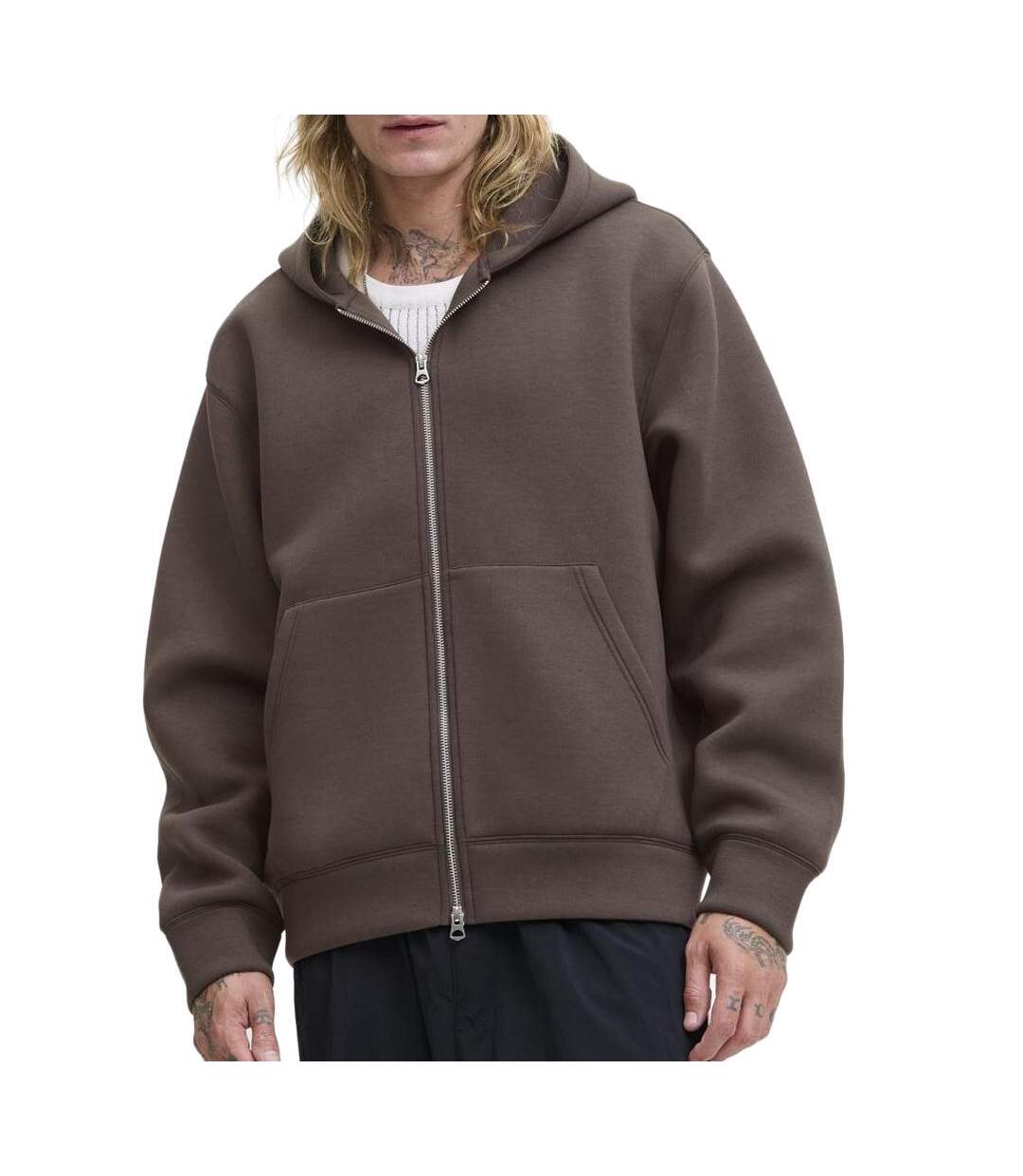 Sweat zippé marron homme jack & jones cover scuba-1