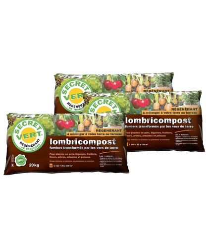 Terreau lombricompost régénérant lot de 3 3 x 20 kg