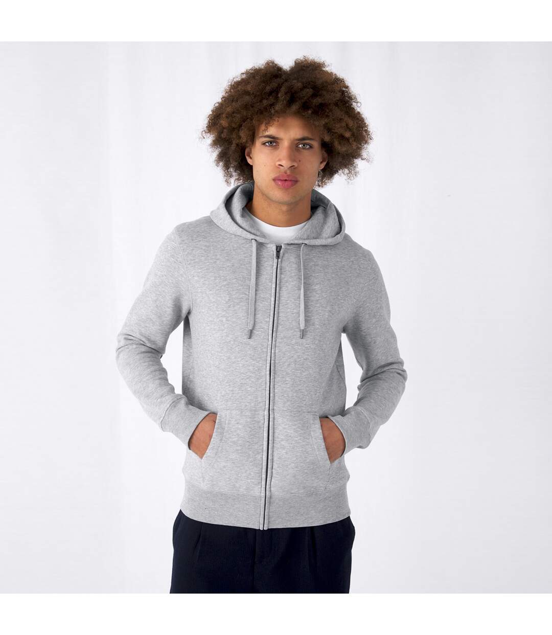 Veste à capuche king homme gris chiné B&C-3