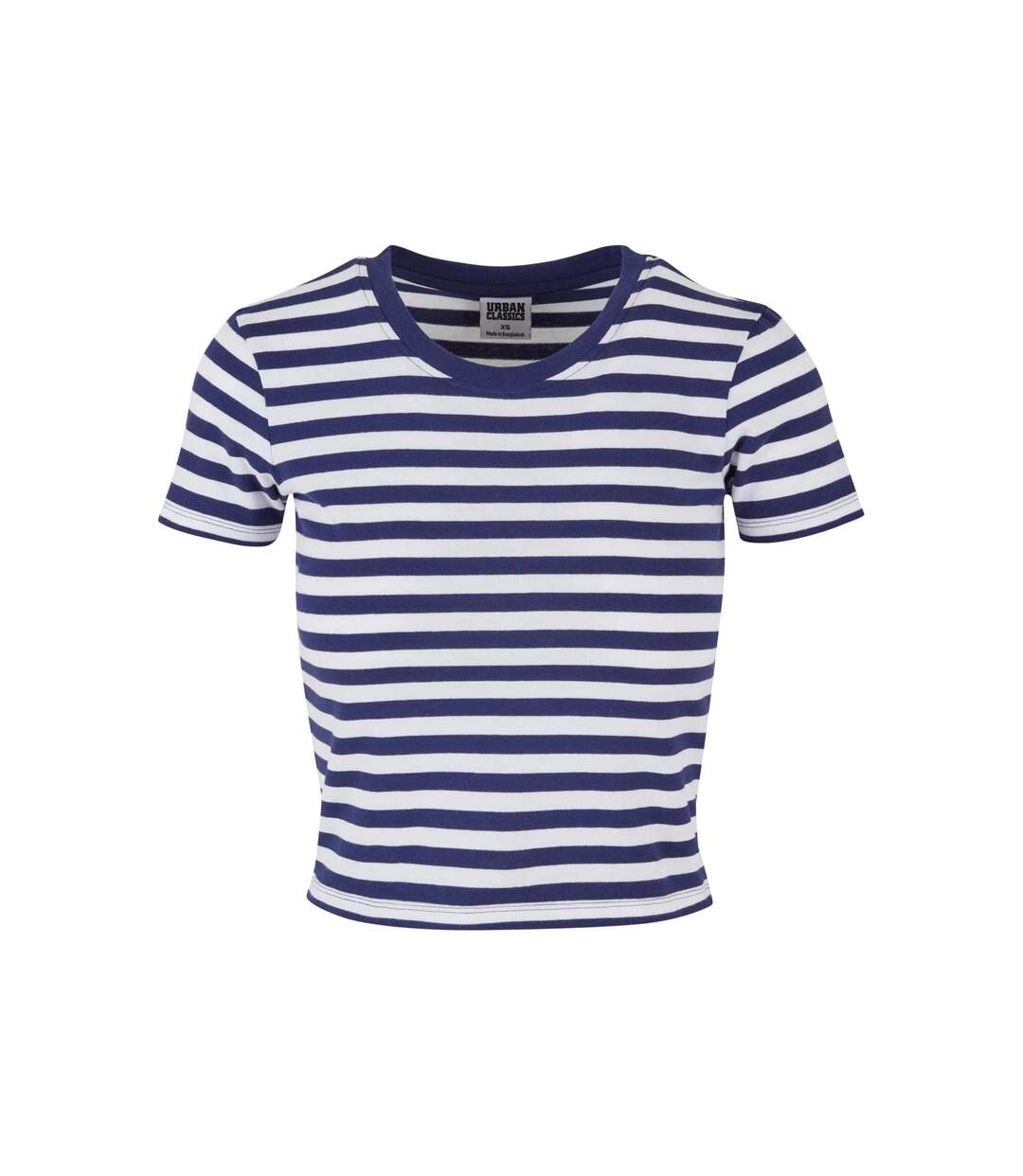 T-shirt Motif/style Rayé Femme Blanc Bleu Foncé Urban Classics-1