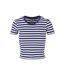T-shirt Motif/style Rayé Femme Blanc Bleu Foncé Urban Classics-1
