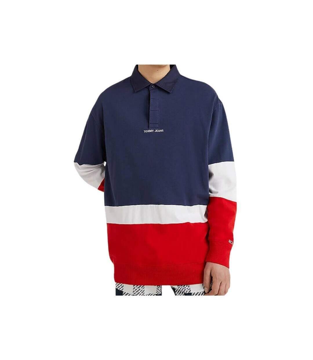 Polo Manches Longues Motif/style Blocs De Couleurs Homme Bleu Marine Blanc Rouge Tommy Hilfiger-2