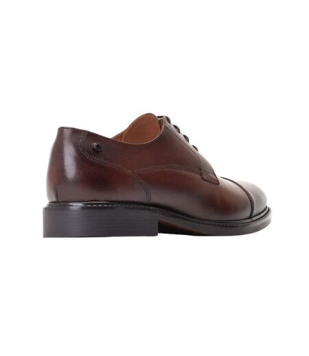 Mens magnus leather toe cap derby shoes burnt brown Base London