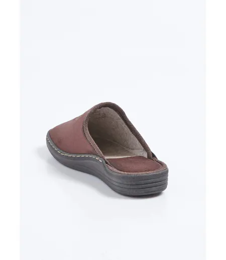 Chaussons mules largeur confort textile velouté brodé