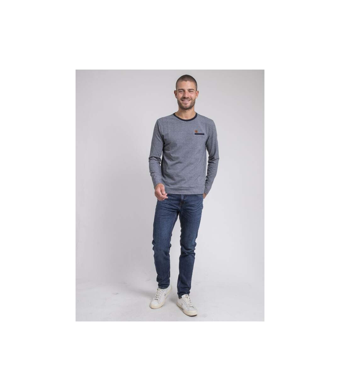 T-shirt manches longues col rond pur coton JARAMOJI-4