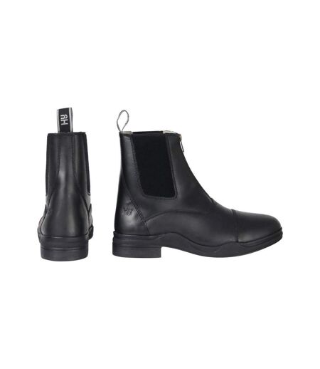 Unisex Adult Waxy Leather Jodhpur Boots Black HyLAND