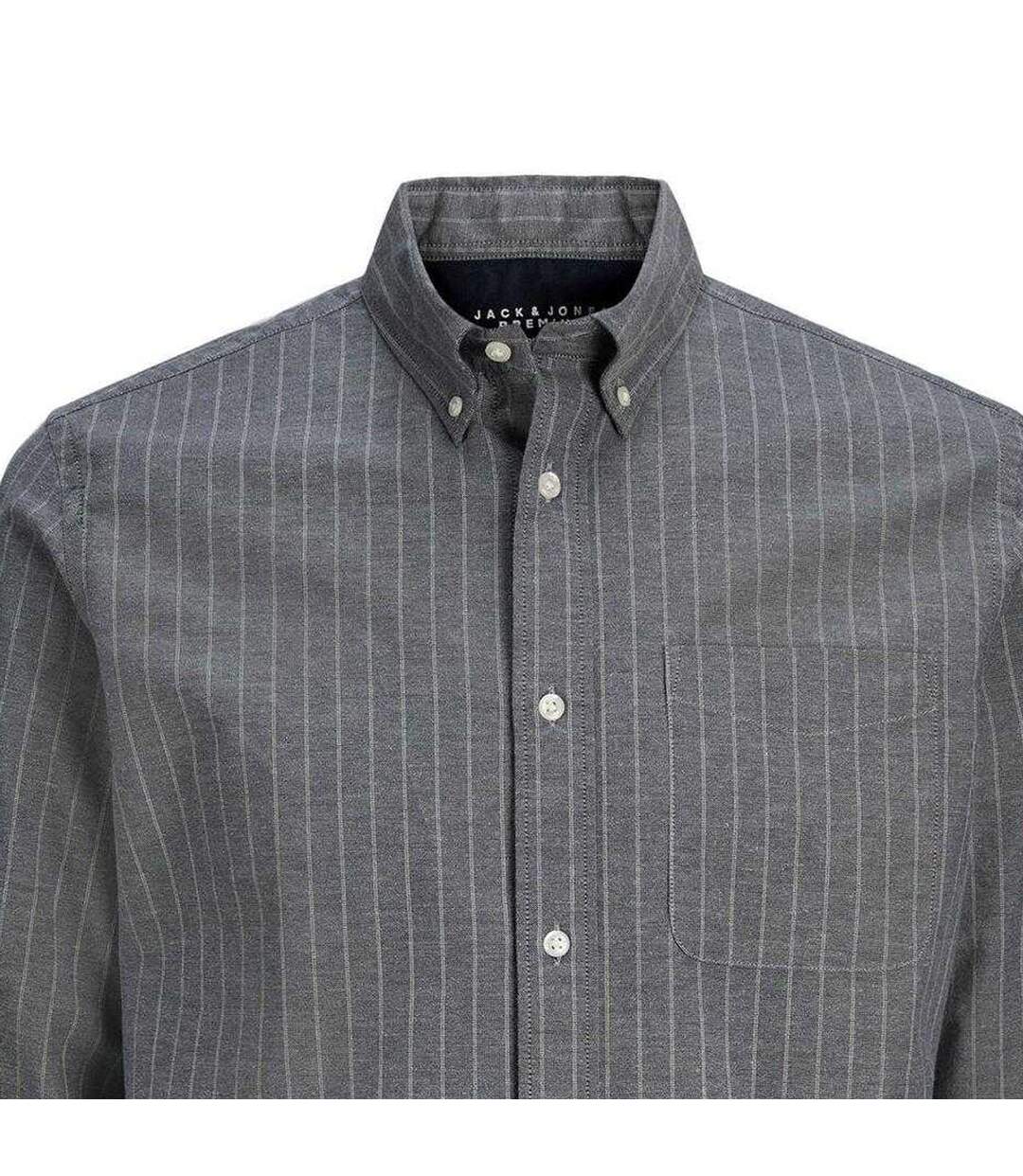 Chemise Manches Longues Motif/style Fines Rayures Homme Bleu Marine Foncé Jack And Jones-3