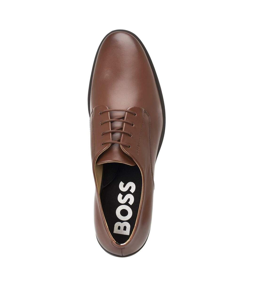 Mens Colby Leather Derby Shoes Brown Boss-3