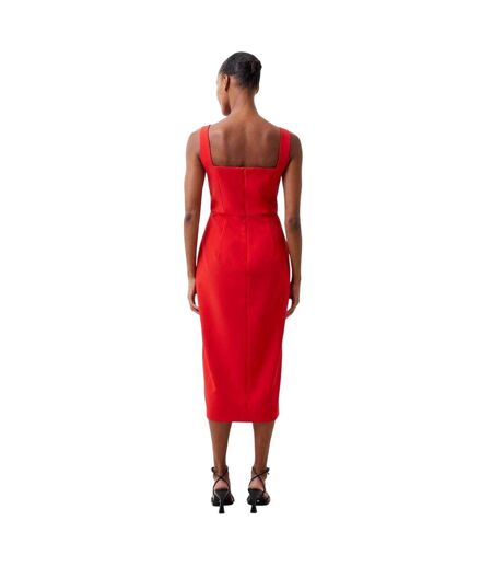 Womens/ladies Echo Crepe Square Neck Bodycon Dress True Red French Connection