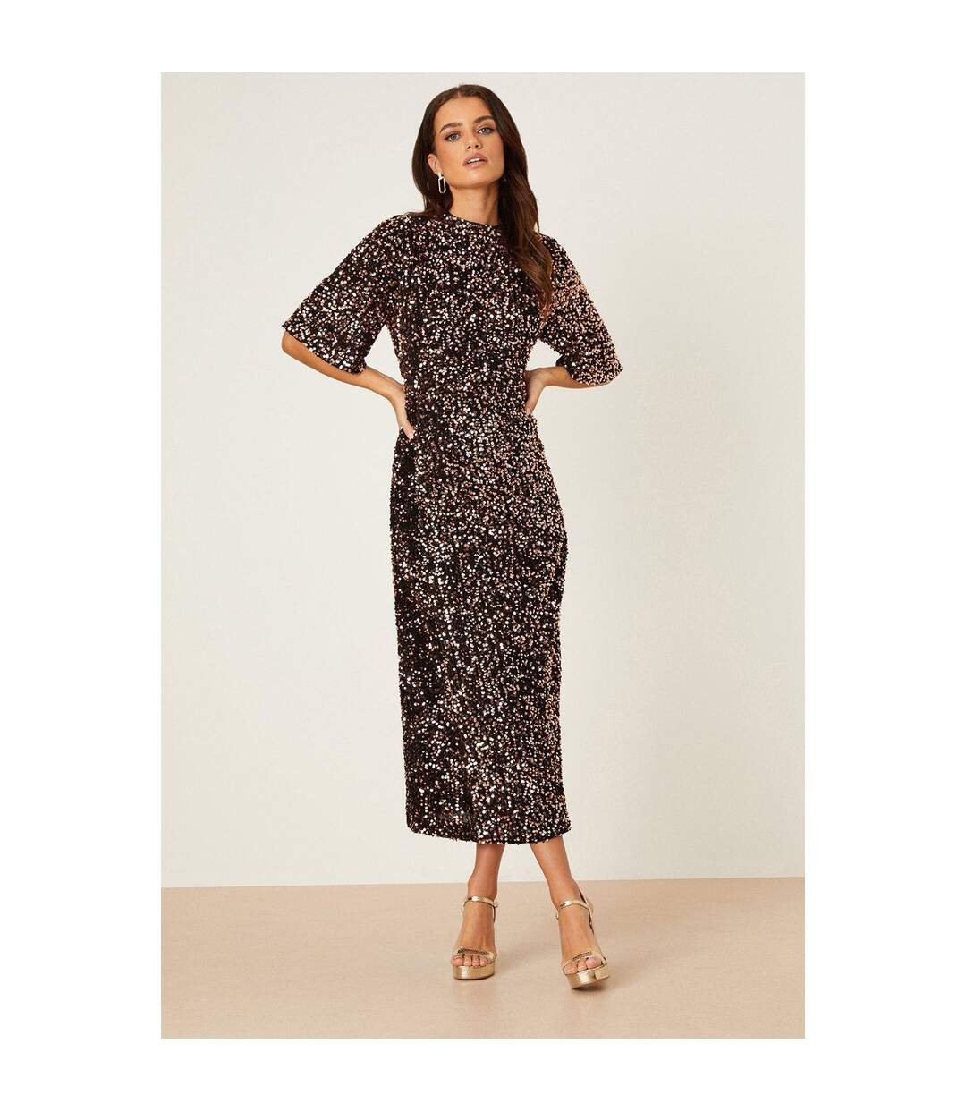 Robe mi-longue femme cuivré Dorothy Perkins