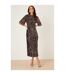 Womens/ladies sequins velvet wrap petite midi dress bronze Dorothy Perkins