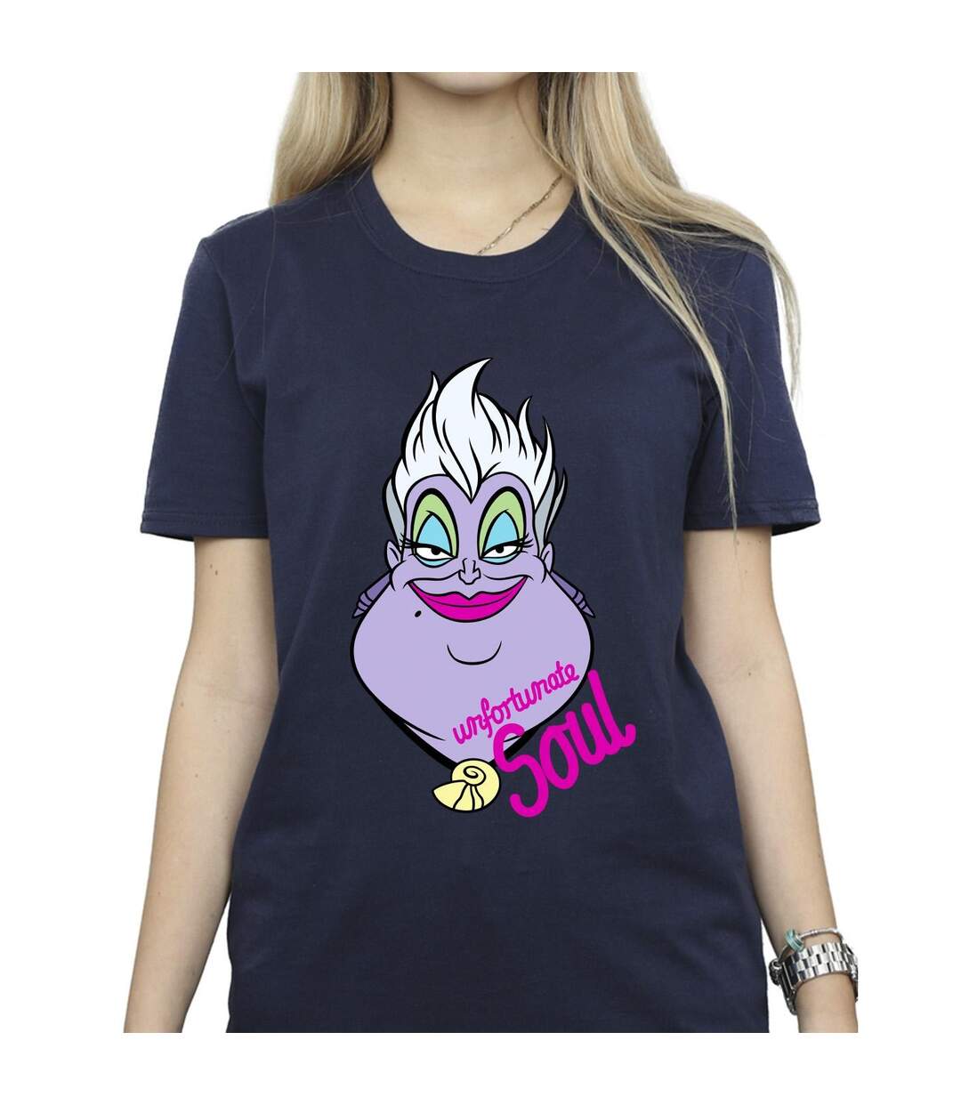 Disney Womens/Ladies Villains Ursula Unfortunate Soul Cotton Boyfriend T-Shirt (Bleu marine) - UTBI47142-3