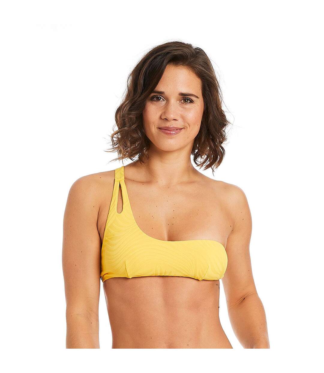 Haut de maillot de bain one shoulder jaune Mykonos-2