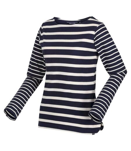 Regatta Womens/Ladies Farida Striped Long-Sleeved T-Shirt (Navy/Light Vanilla) - UTRG8449