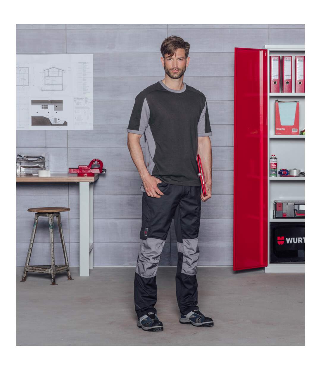 Tee-shirt de travail Cetus Würth MODYF Anthracite/Gris