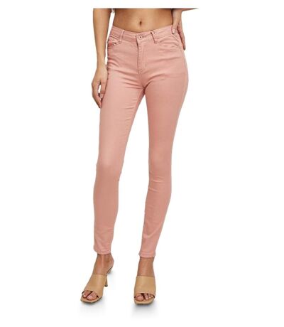 Jean femme slim fit taille haute coton / lycra - Couleur rose / saumon