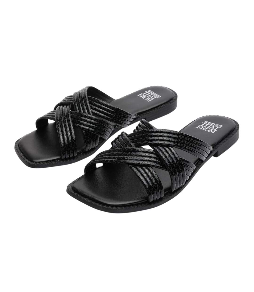 Sandales Motif/style Peau De Serpent Crete Femme Noir Where´s That From-1