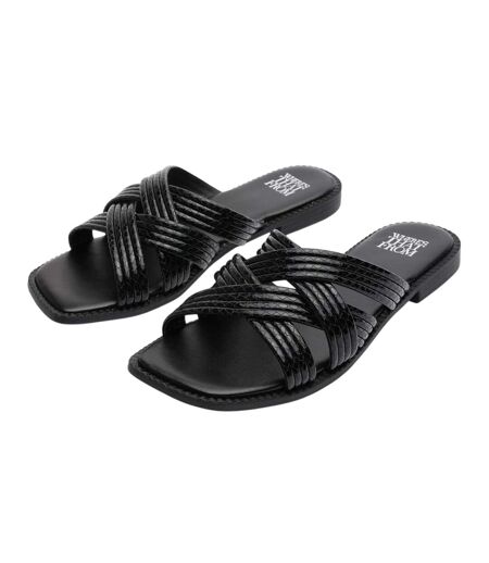 Sandales Motif/style Peau De Serpent Crete Femme Noir Where´s That From