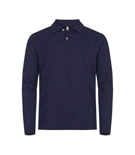 Polo Manches Longues Premium Homme Bleu Marine Foncé Clique