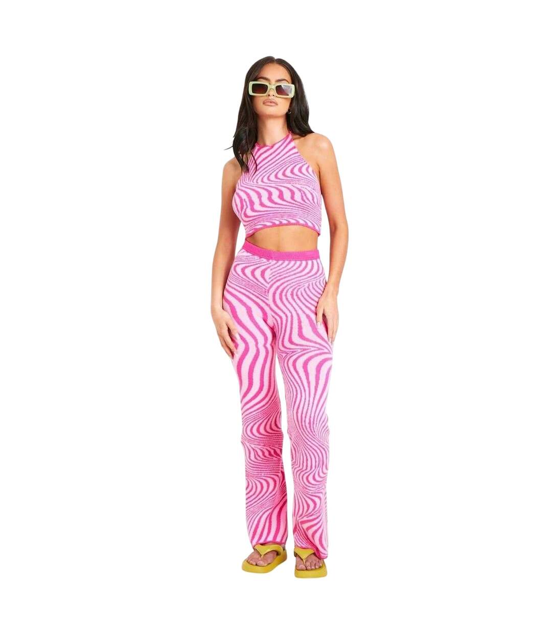 Pantalon Motif/style Imprimé Tourbillonnant Femme Rose Missy Empire-1