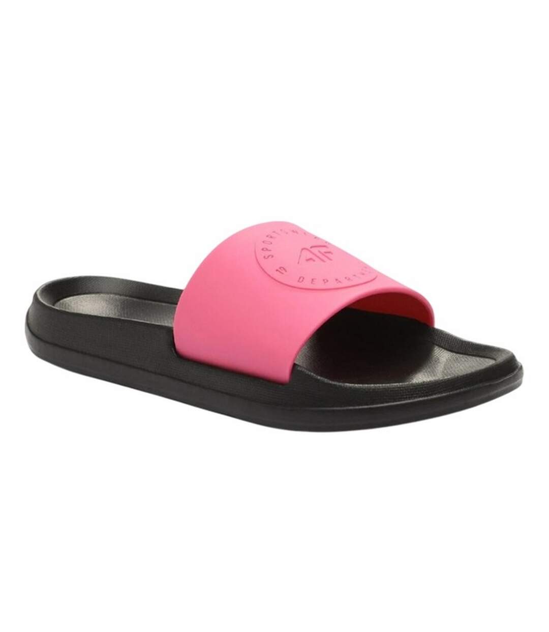 Claquettes Style Logo F045a Femme Rose Noir 4F-1