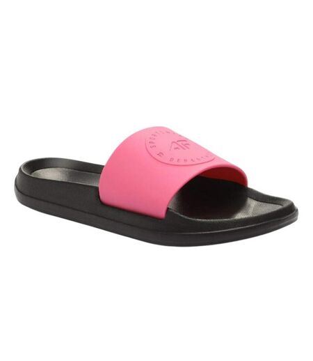 Claquettes Style Logo F045a Femme Rose Noir 4F