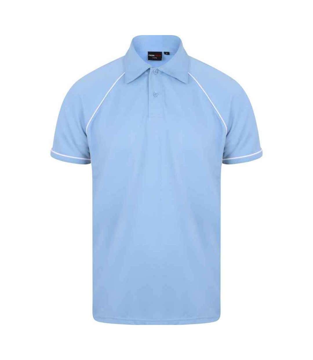 Polo performance hommes ciel / bleu marine / blanc Finden and Hales-1