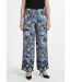 Pantalon satiné, motif fleurs d'Orient-1