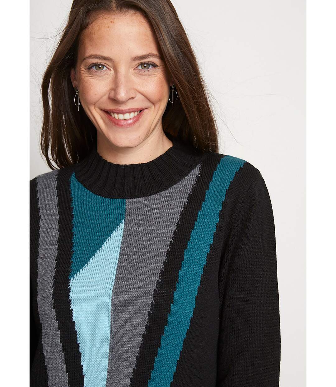 Pull-tunique jacquard col montant-5