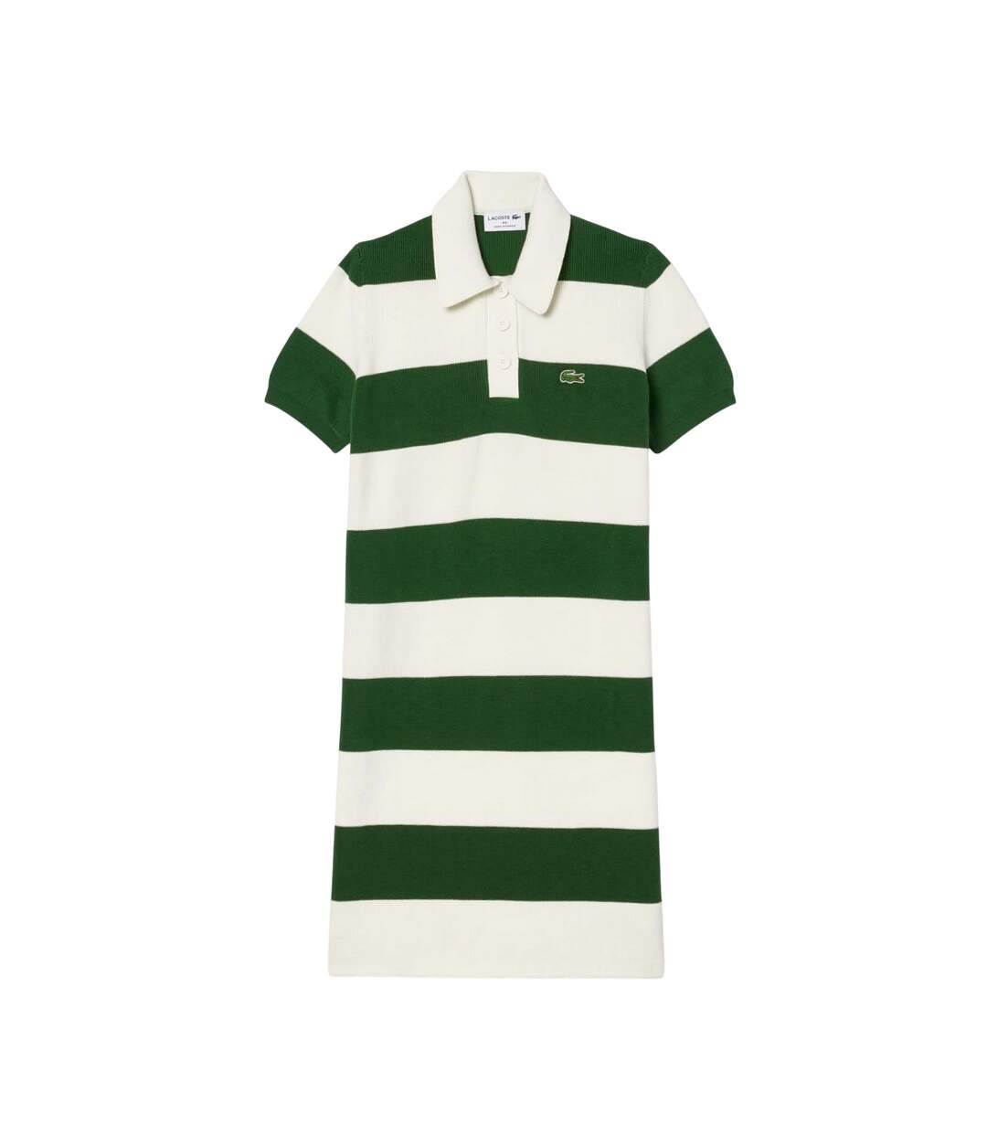 Womens/ladies French Made Polo Shirt Dress Cream Dark Green Lacoste-1