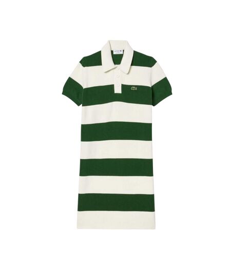 Womens/ladies French Made Polo Shirt Dress Cream Dark Green Lacoste