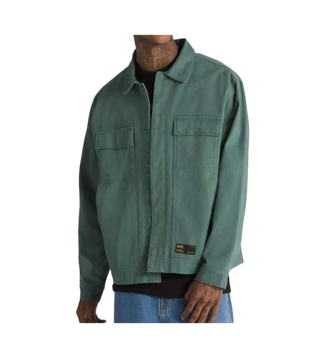 Veste vert homme vans station jacket dark-1