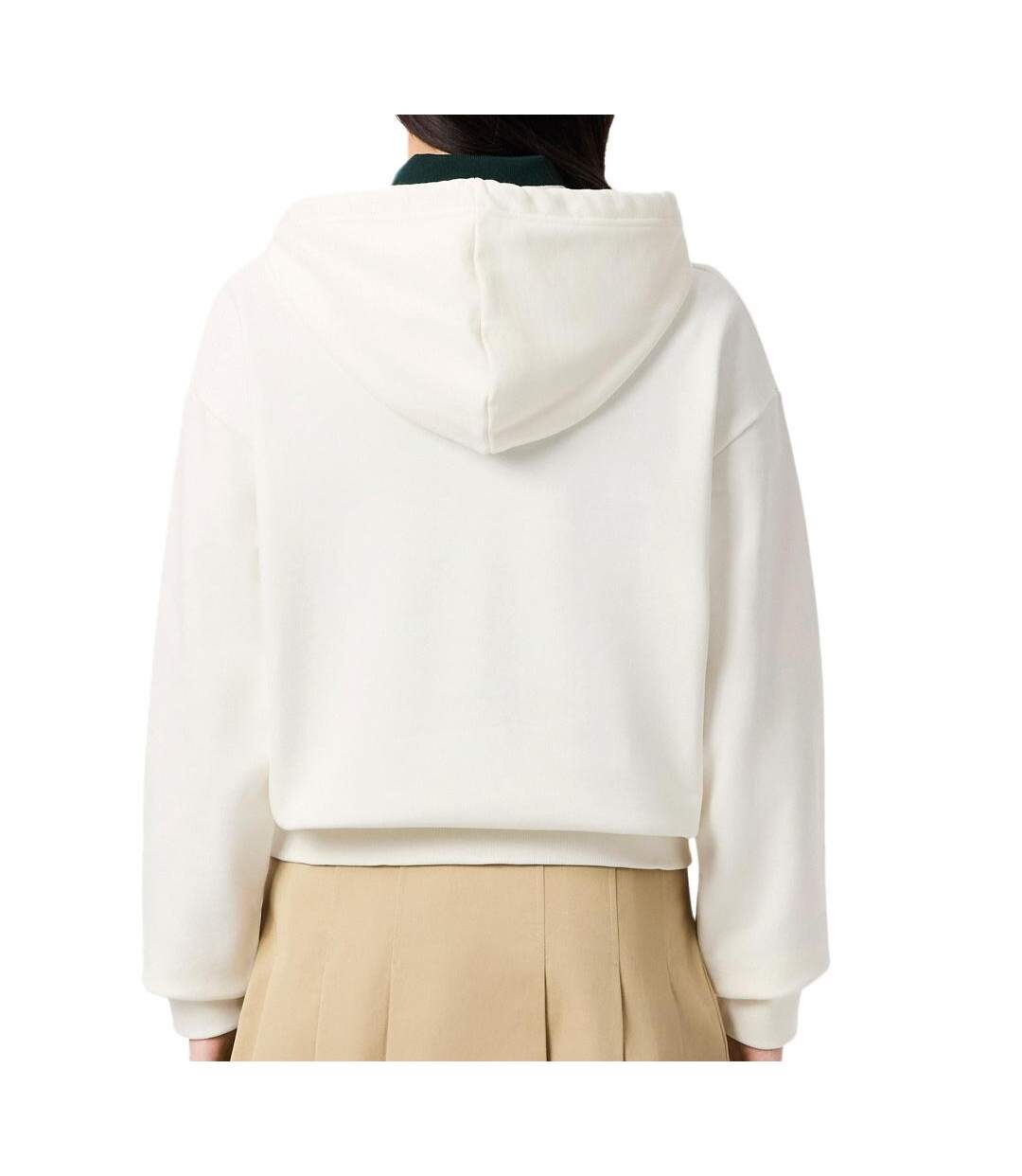 Sweat à capuche blanc femme lacoste polaire surdimensionné-2